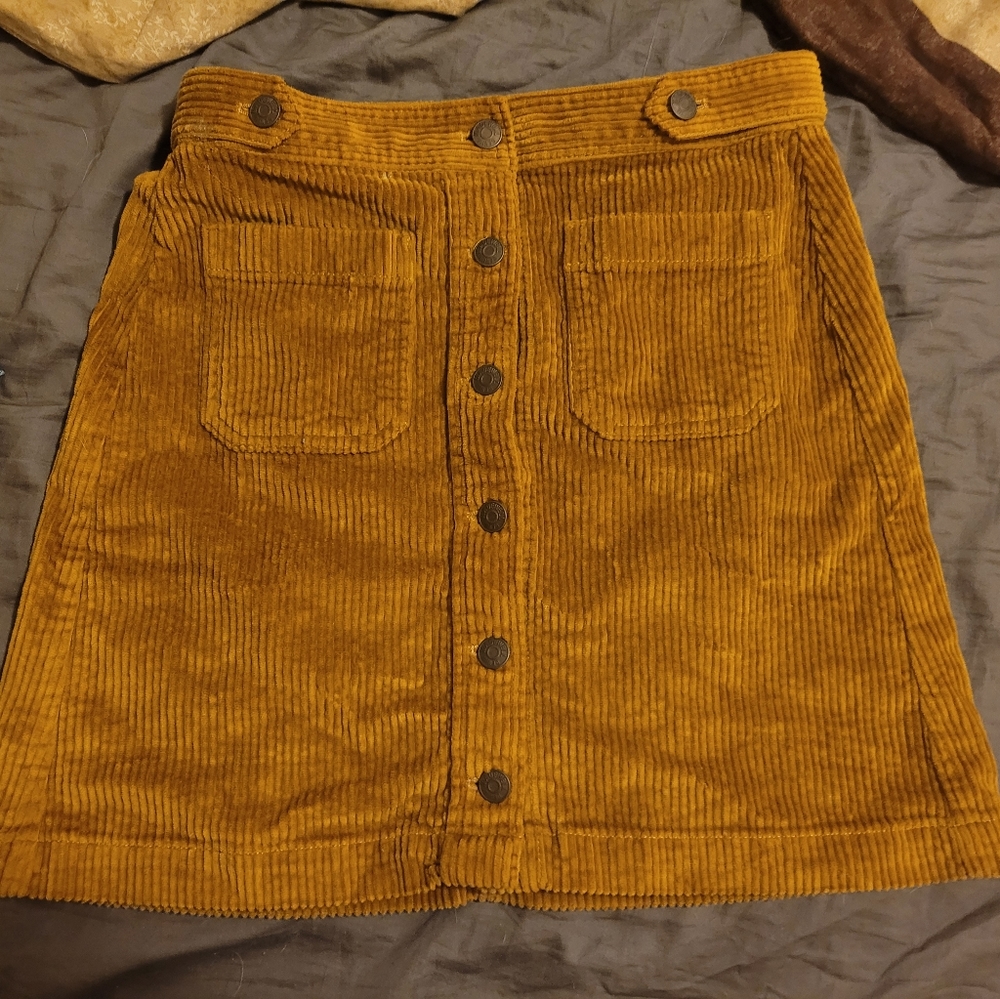 Madewell gold 70s courderoy skirt